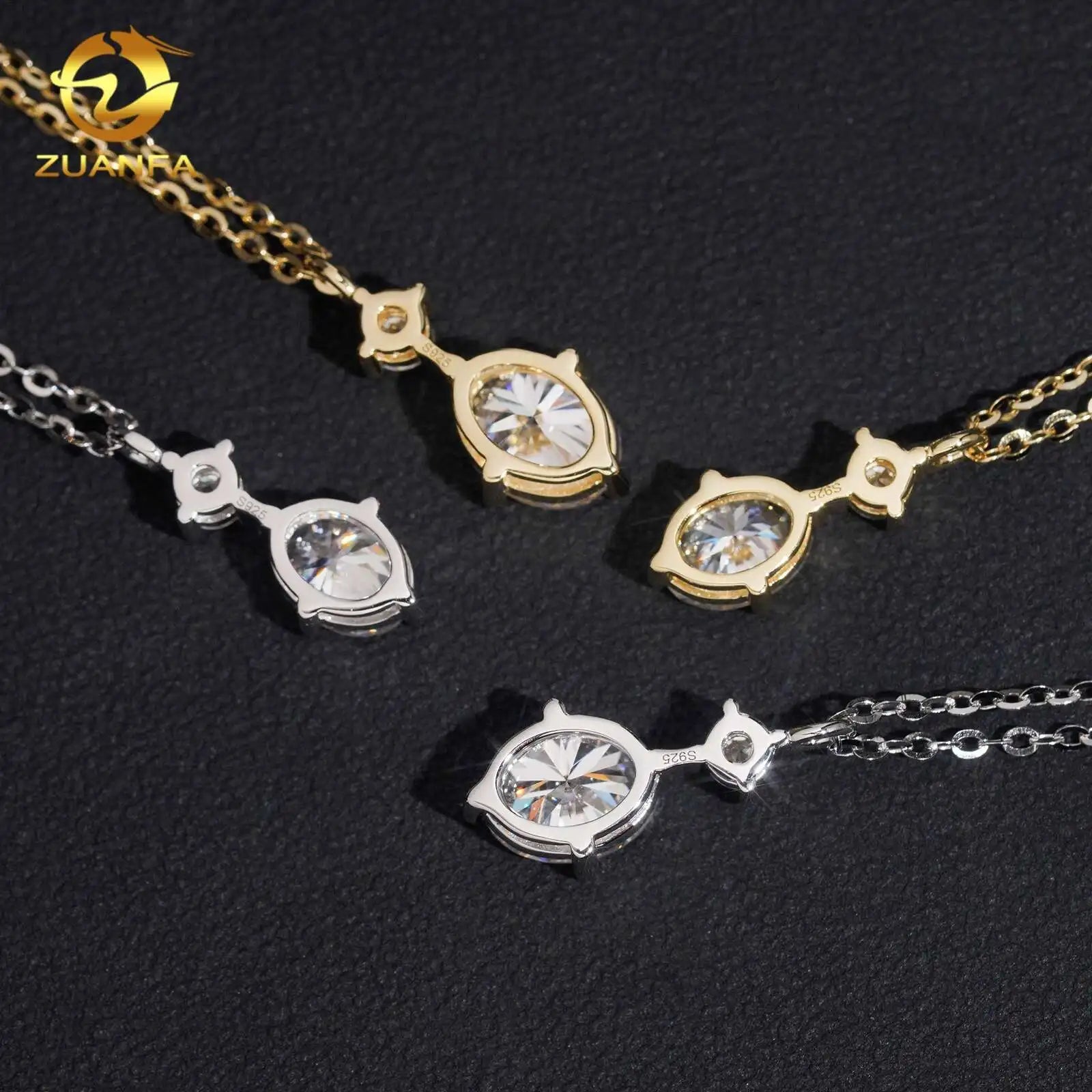 Oval Cut Moissanite Pendant Necklace 925 Sterling Silver