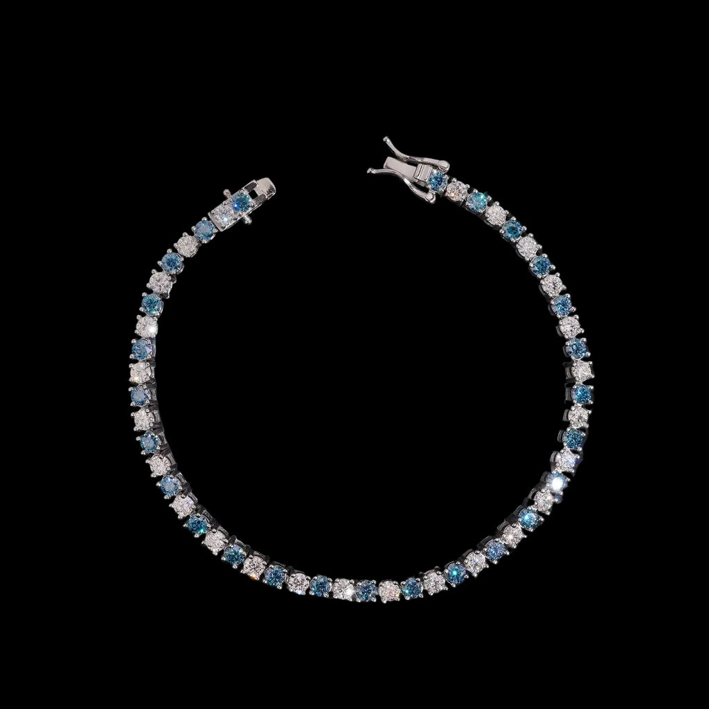 Unisex 3mm Round Brilliant Cut VVS Moissanite Tennis Bracelet 925 Sterling Silver