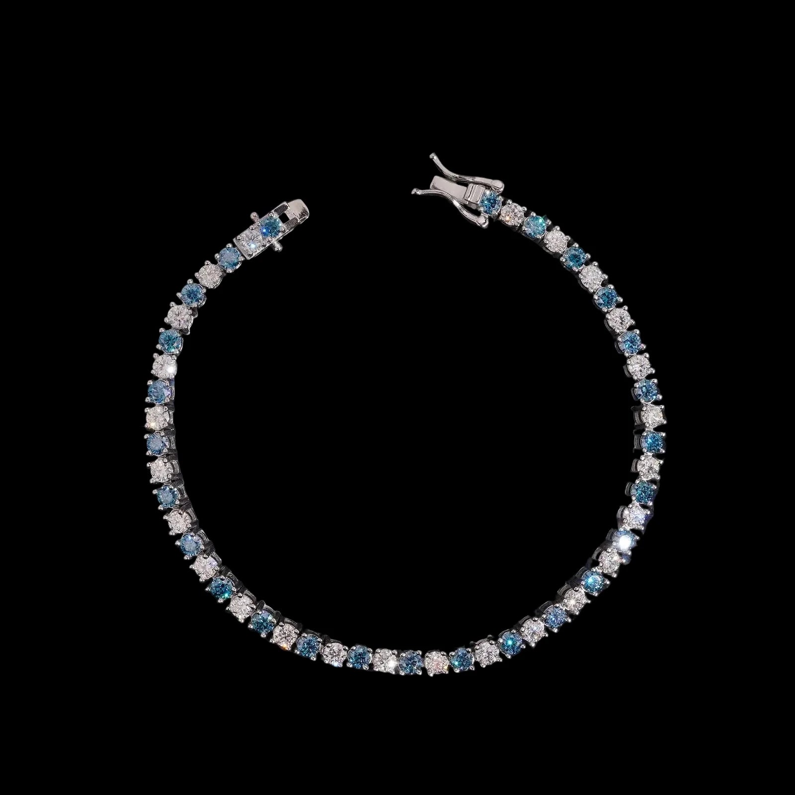 Unisex 3mm Round Brilliant Cut VVS Moissanite Tennis Bracelet 925 Sterling Silver