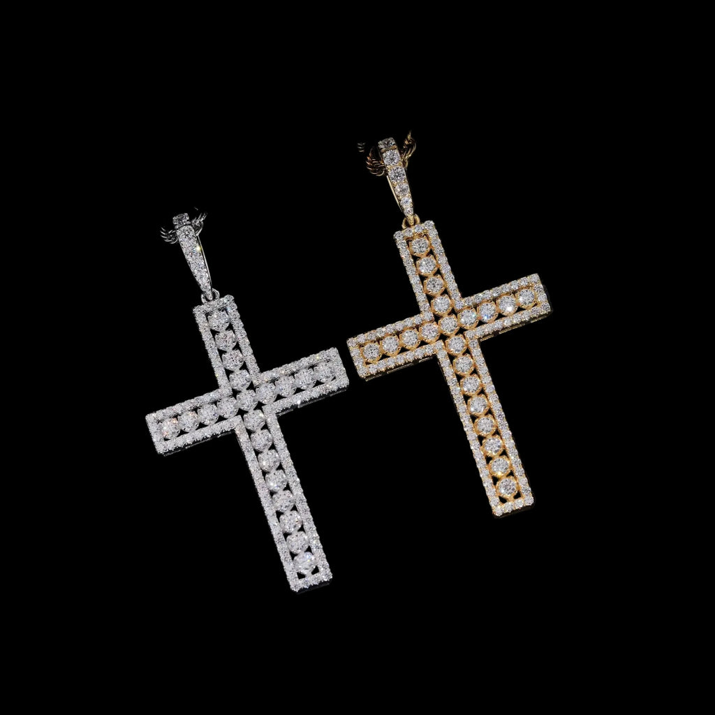 Unisex 925 Sterling Silver VVS Moissanite Cross Iced Out Pendant ZP1633