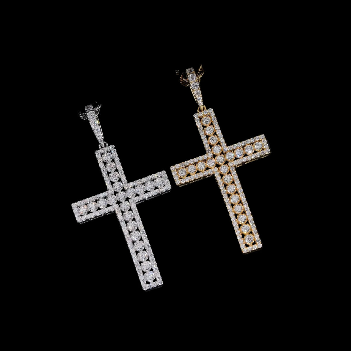 Unisex 925 Sterling Silver VVS Moissanite Cross Iced Out Pendant ZP1633