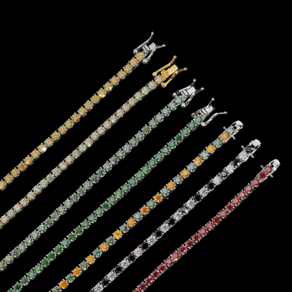 Unisex Iced Out 925 Sterling Silver 3mm Moissanite Tennis Bracelet