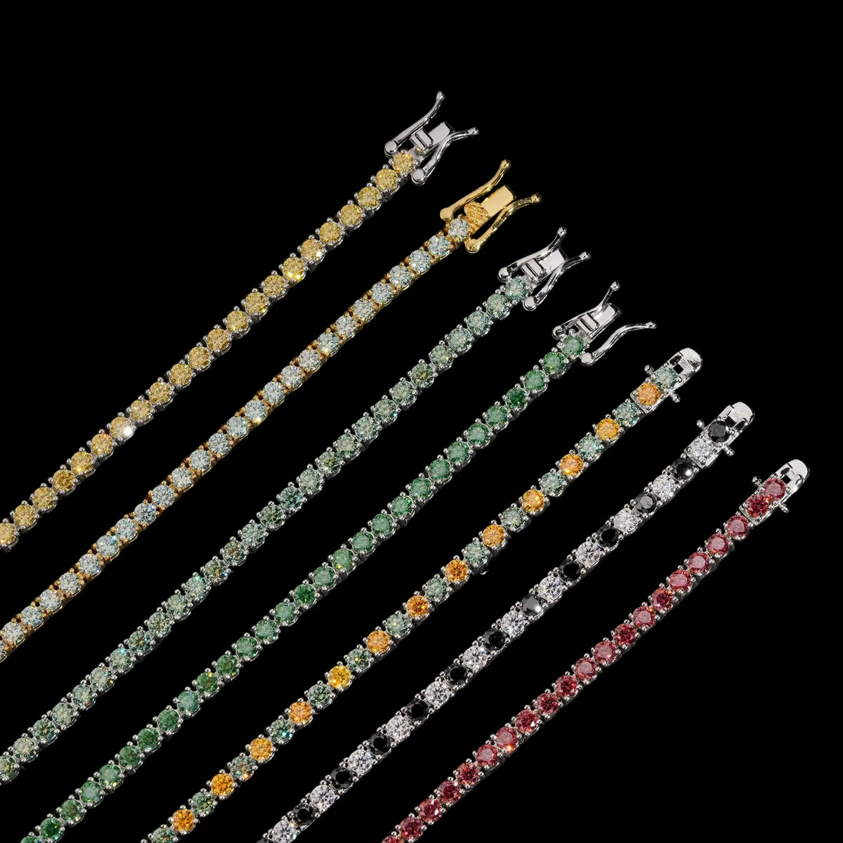 Unisex Iced Out 925 Sterling Silver 3mm Moissanite Tennis Bracelet