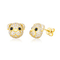 Unisex Iced Out 925 Sterling Silver VVS Moissanite Little Bulldog Stud Earrings