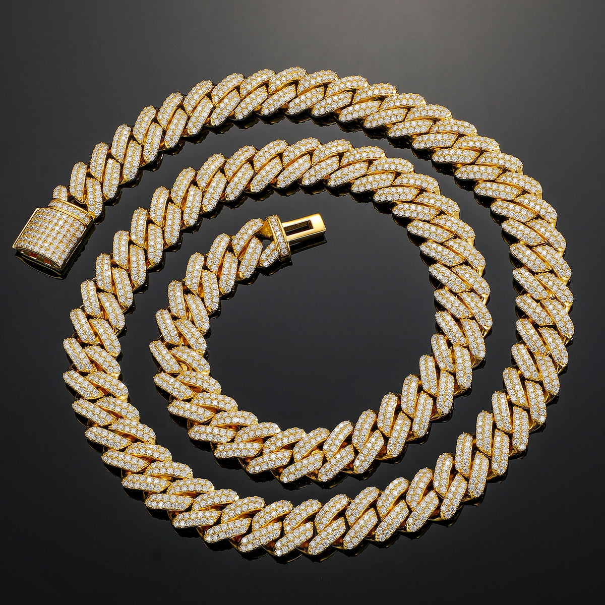 Men's Round Cut 14mm Moissanite Cuban Link Chain Necklace 925 Sterling Silver