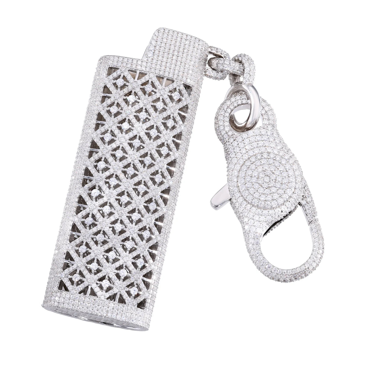 Men's Iced Out Moissanite Lighter Case 925 Sterling Silver Wallet Chain