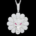 Unisex 925 Sterling Silver VVS Moissanite Iced Out Devil's Sunflower Pendant TQP0927