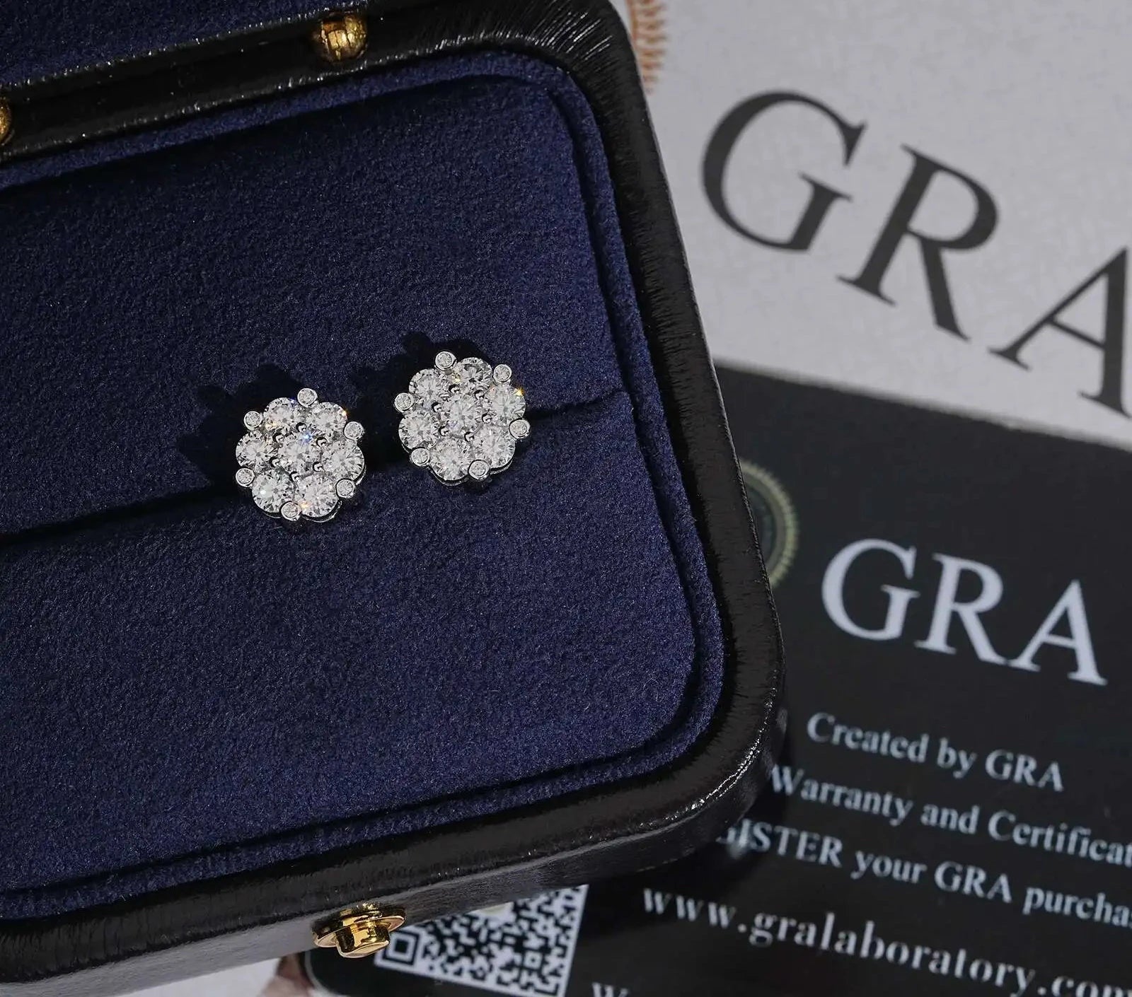 Unisex Iced Out 925 Sterling Silver VVS Moissanite Floral Cluster Stud Earrings