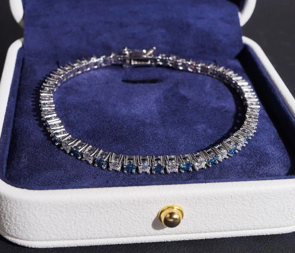 Unisex 3mm Round Brilliant Cut VVS Moissanite Tennis Bracelet 925 Sterling Silver