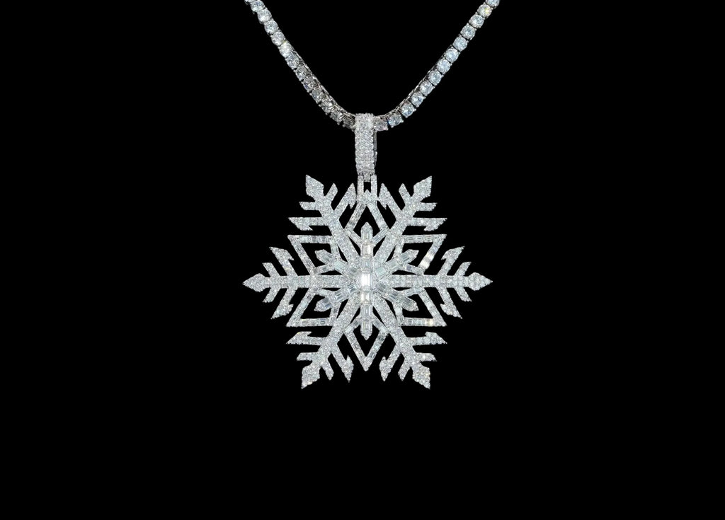 Unisex Iced Out Snowflake Pendant 925 Sterling Silver VVS Moissanite BP4953