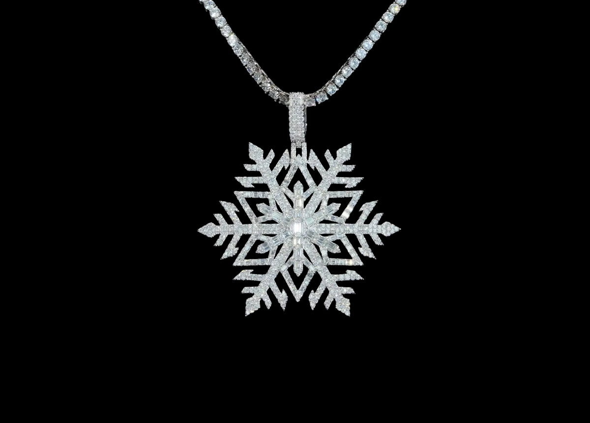 Unisex Iced Out Snowflake Pendant 925 Sterling Silver VVS Moissanite BP4953