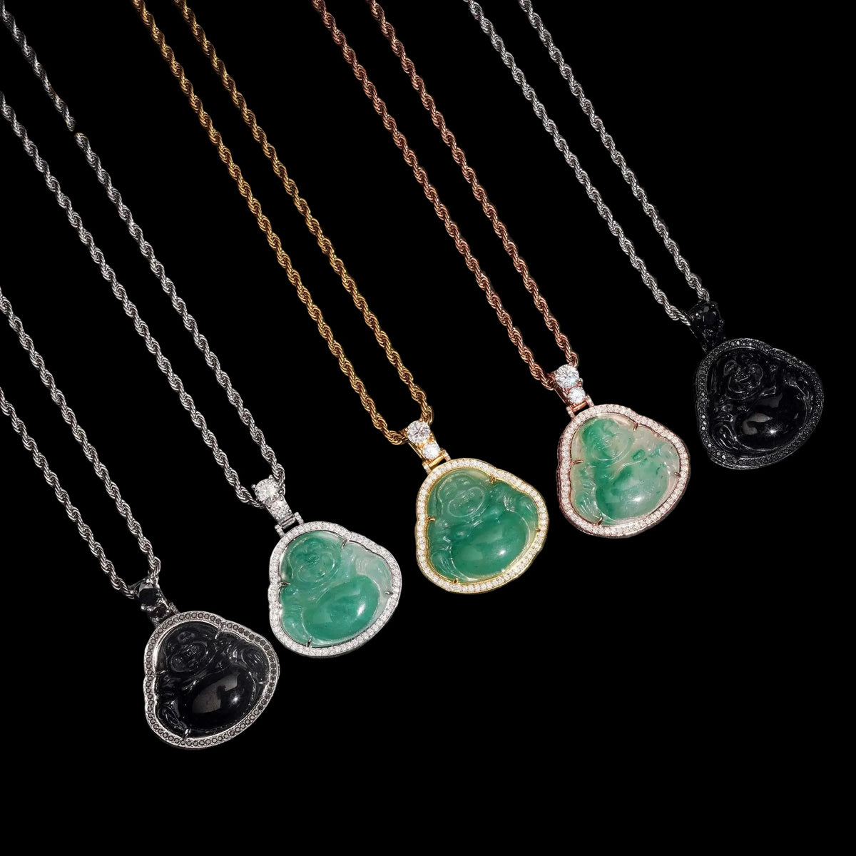 Unisex 925 Sterling Silver VVS Moissanite Jade Buddha Iced Out Pendant BP4573