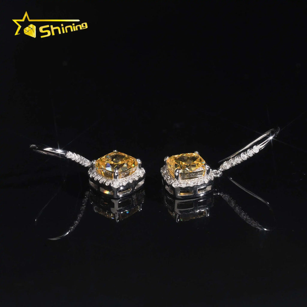 Women's 925 Sterling Silver Radiant Cut Lab Grown Moissanite Cluster Stud Earrings