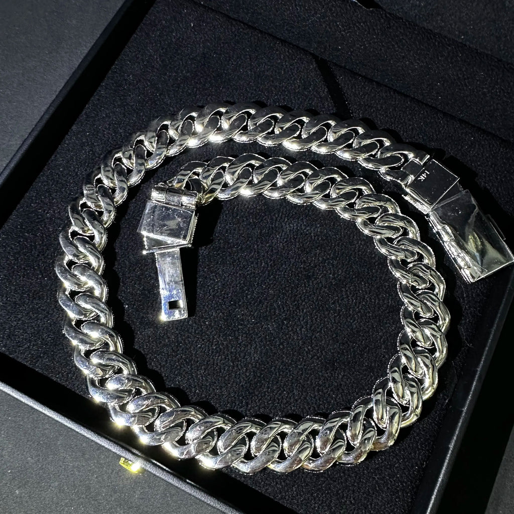 Men's 18mm Round Brilliant Cut Moissanite Cross Charm Cuban Link Chain Necklace 925 Sterling Silver