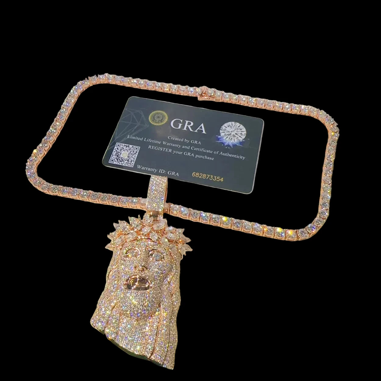 Unisex Jesus Iced Pendant 925 Sterling Silver Rose Gold Plated VVS Moissanite