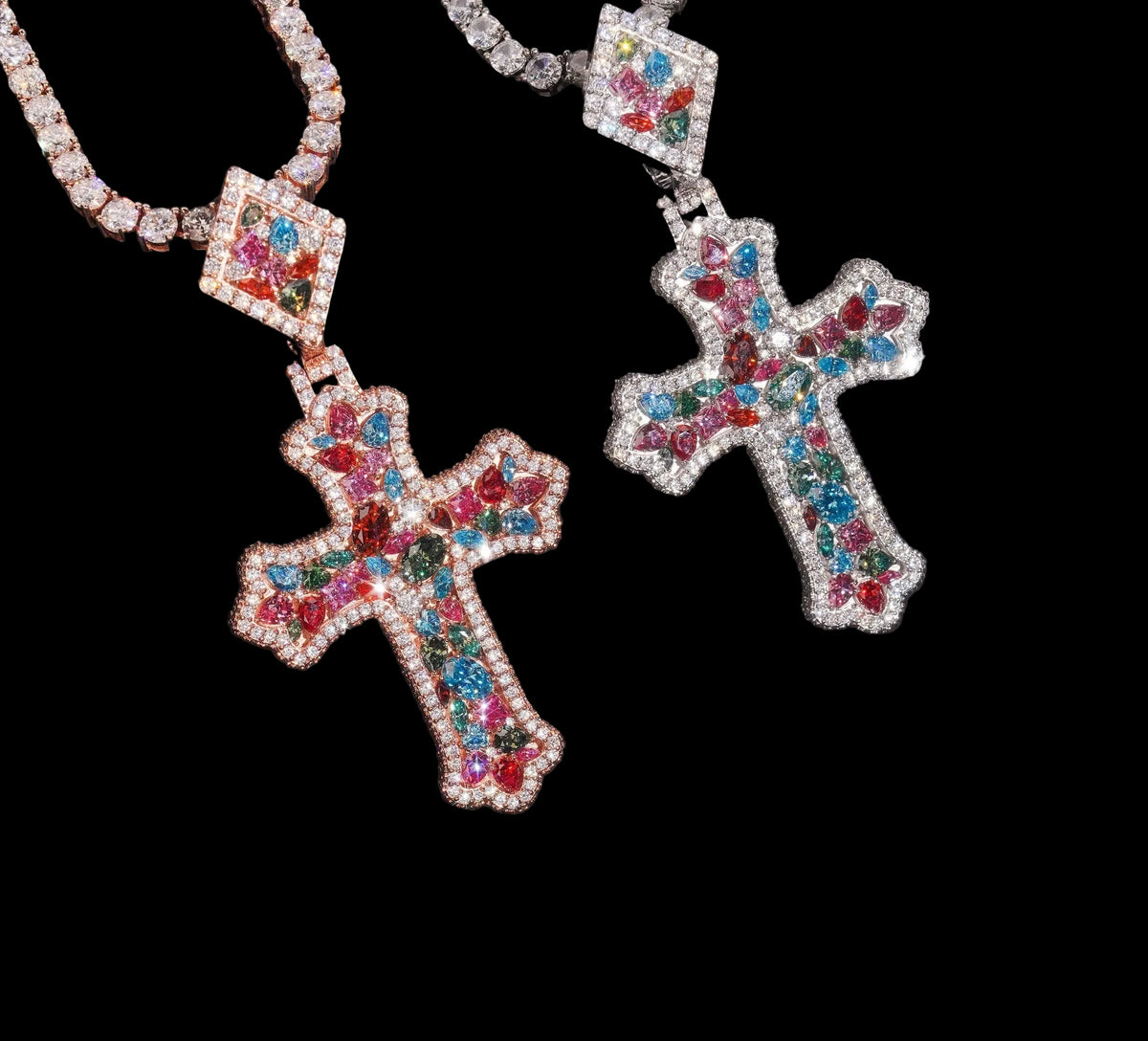 Unisex Iced Out Cross Pendant 925 Sterling Silver VVS Moissanite BP4158