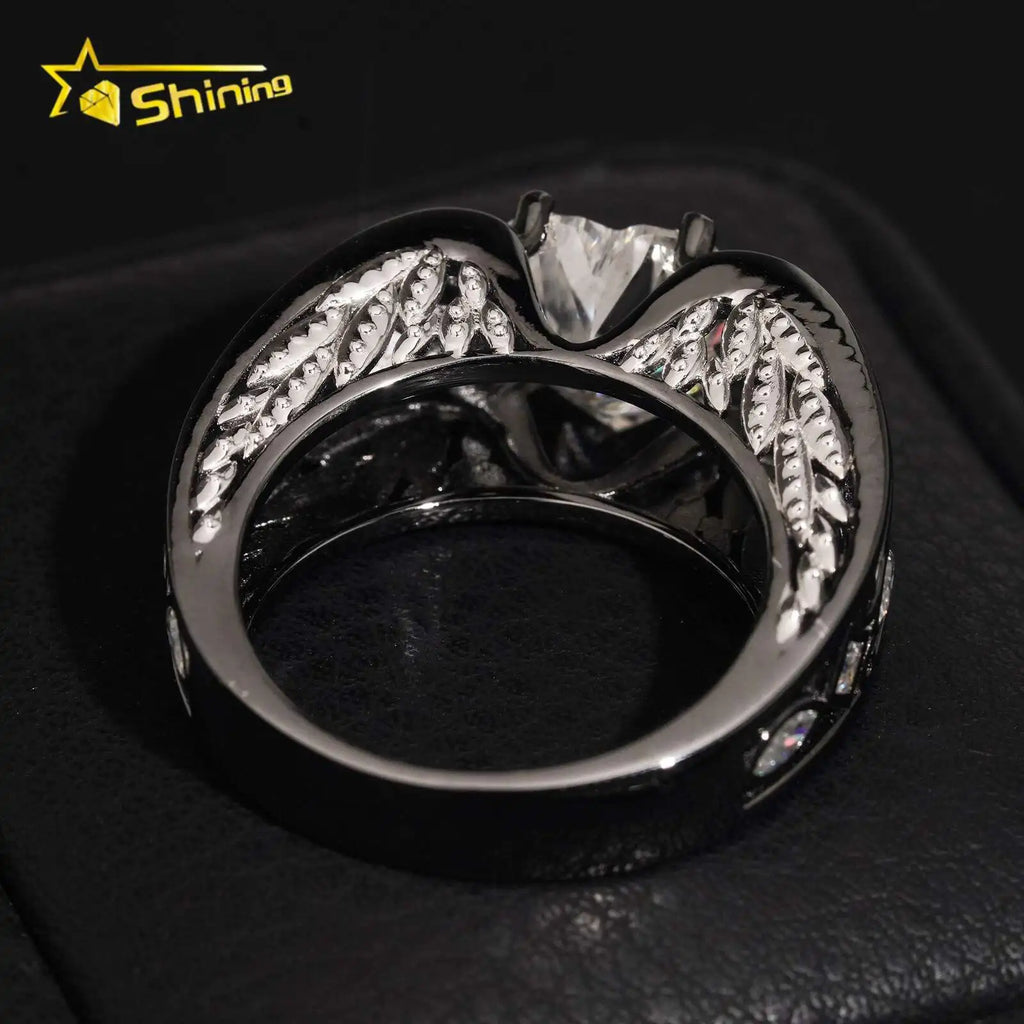 Unisex Iced Out 925 Sterling Silver Heart Cut VVS Moissanite Eternity Ring
