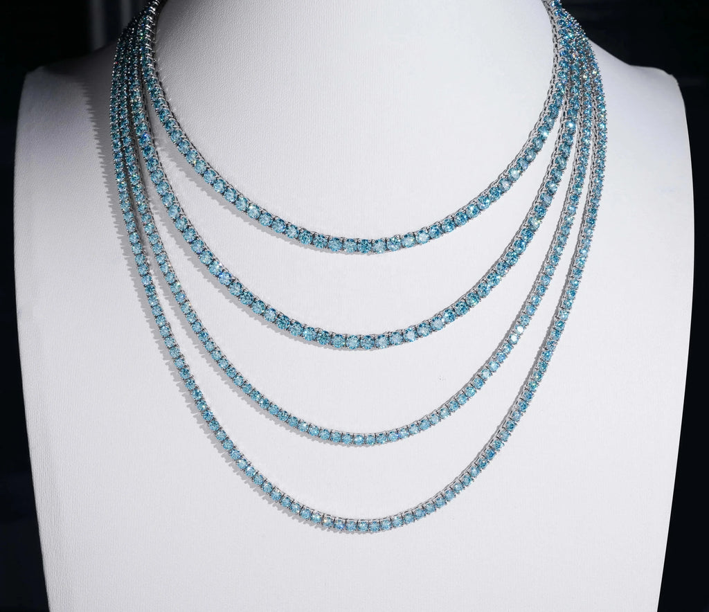 Unisex Iced Out 925 Sterling Silver Moissanite Tennis Chain Necklace
