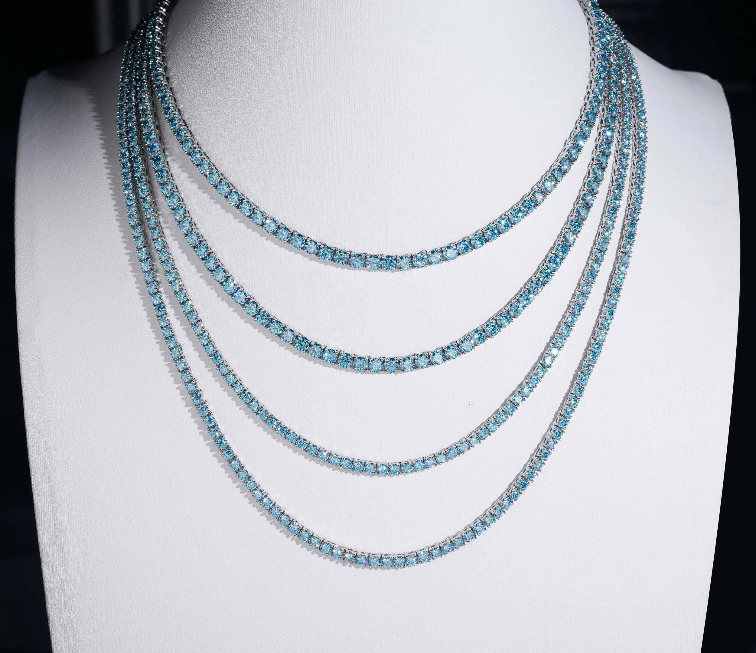 Unisex Iced Out 925 Sterling Silver Moissanite Tennis Chain Necklace