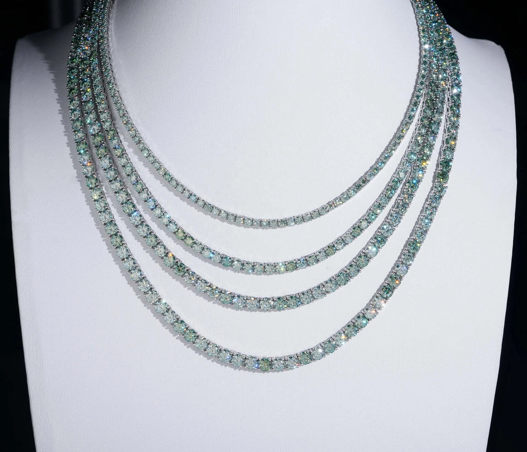 Unisex Iced Out 925 Sterling Silver Moissanite Tennis Chain Necklace