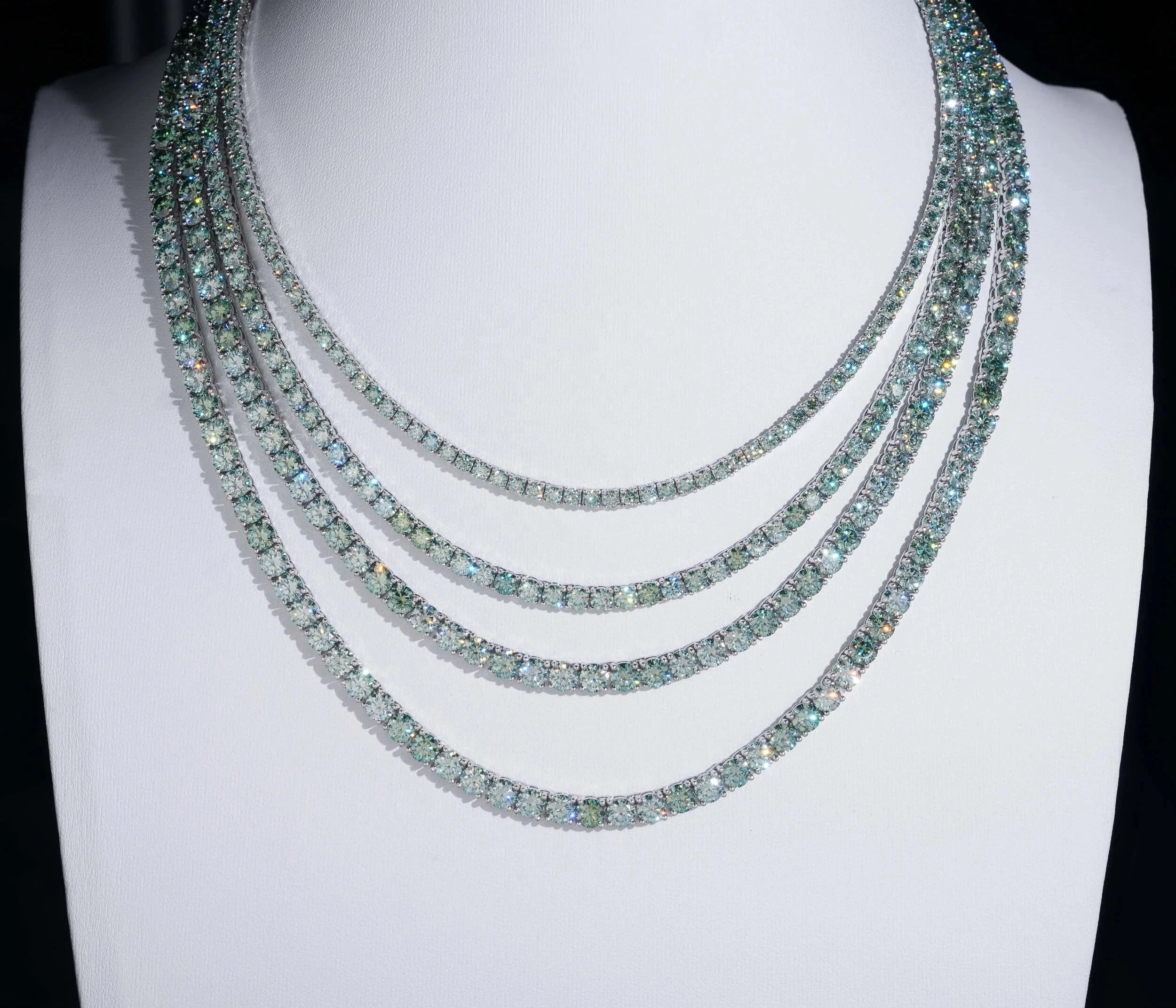 Unisex Iced Out 925 Sterling Silver Moissanite Tennis Chain Necklace