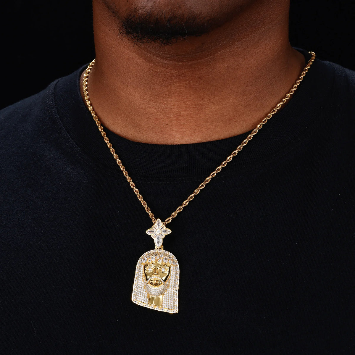 Unisex Iced Out Jesus Pendant 925 Sterling Silver VVS Moissanite TQP1109