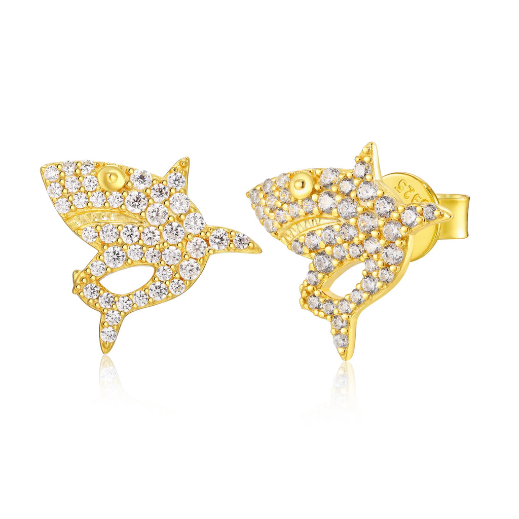 Unisex Iced Out 925 Sterling Silver VVS Moissanite Shark Stud Earrings