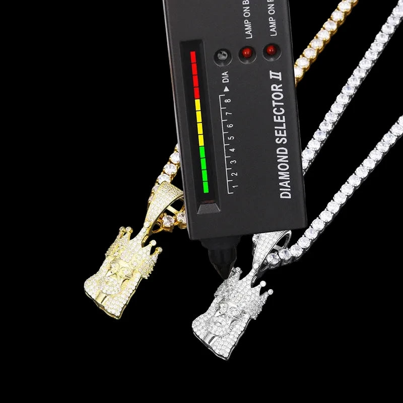 Unisex Iced Out Jesus King Pendant 925 Sterling Silver VVS Moissanite TQP0234