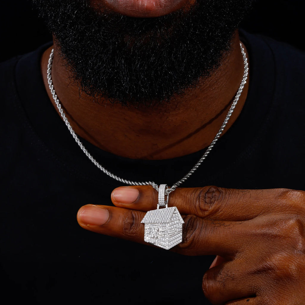 Unisex Iced Out Trap House Pendant 925 Sterling Silver VVS Moissanite TQP1111