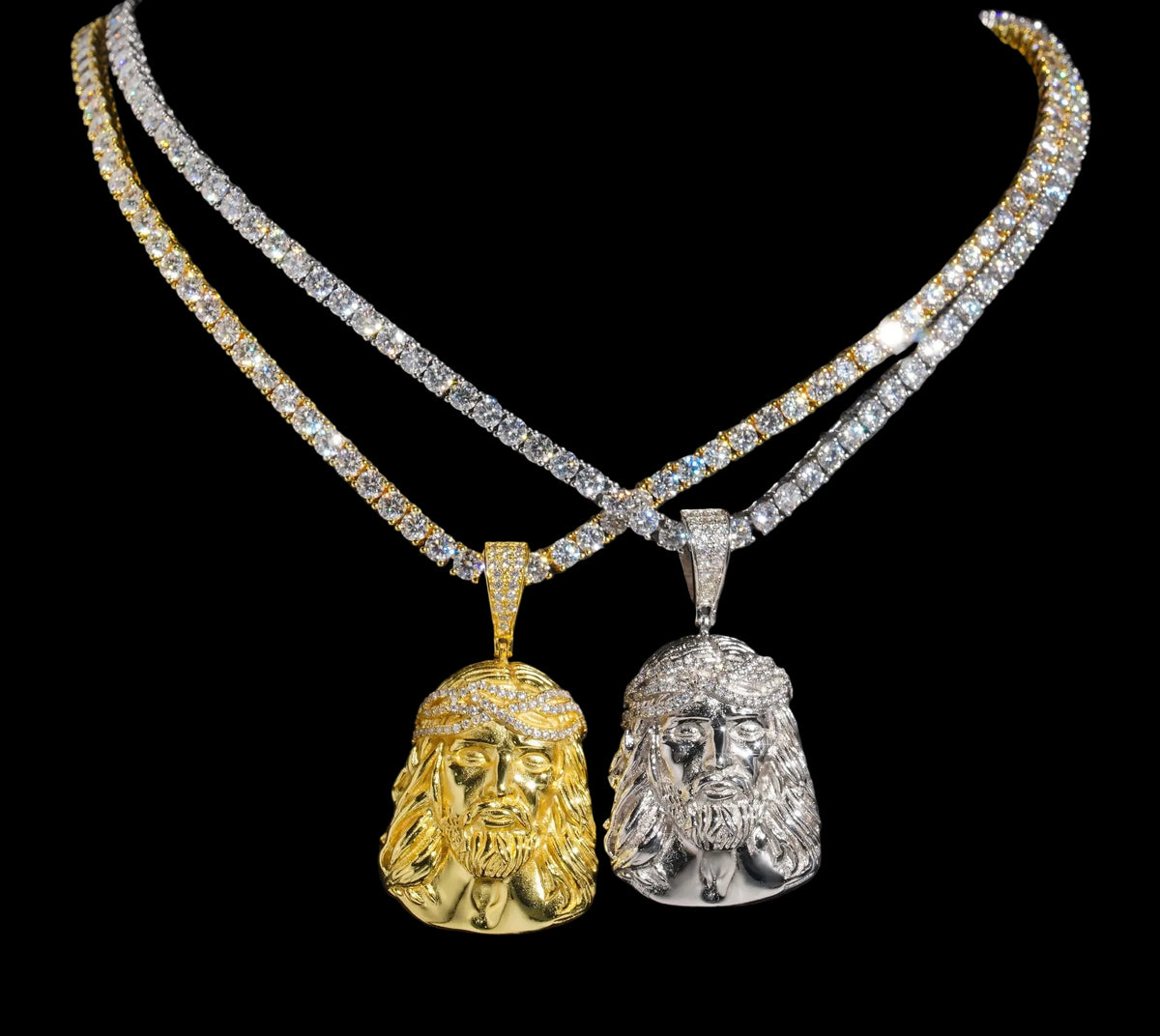 Unisex Iced Out Jesus Pendant 925 Sterling Silver VVS Moissanite JN9394
