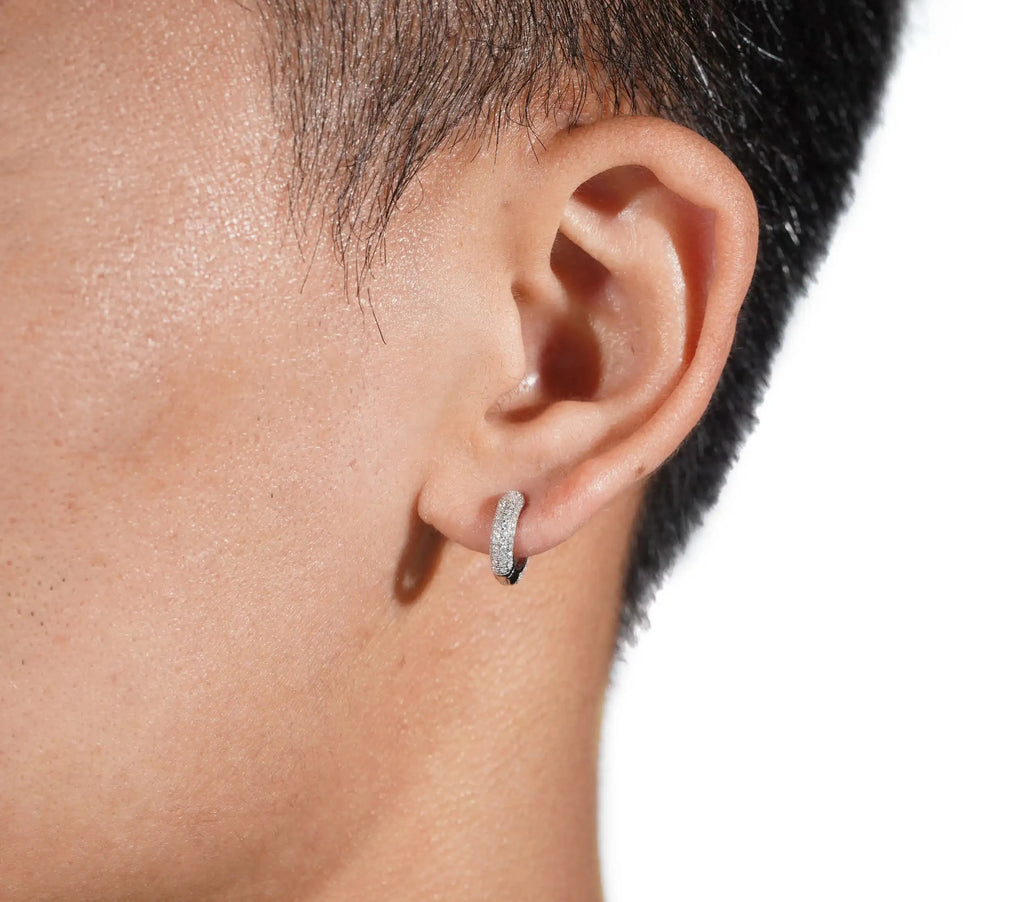Unisex Iced Out VVS Moissanite Hoop Earrings 925 Sterling Silver