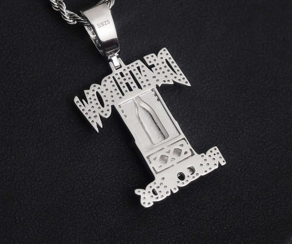 Unisex Iced Out 925 Sterling Silver Moissanite Deathrow Pendant