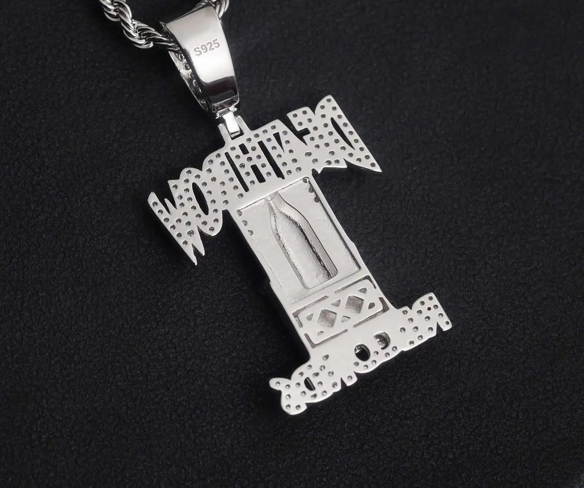 Unisex Iced Out 925 Sterling Silver Moissanite Deathrow Pendant