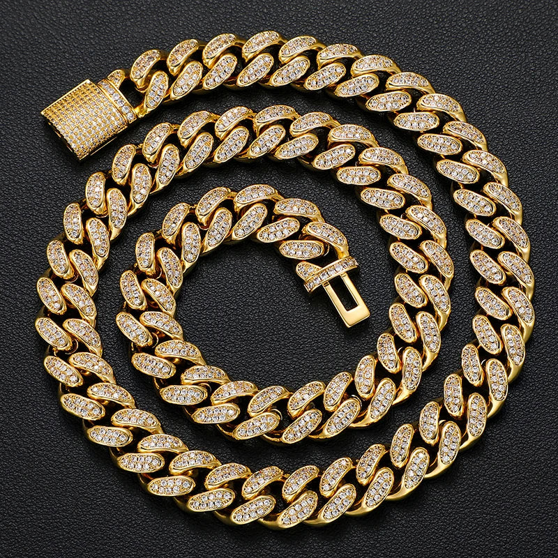 Men's 12mm Round Brilliant Cut VVS Moissanite Cuban Link Chain Necklace 925 Sterling Silver