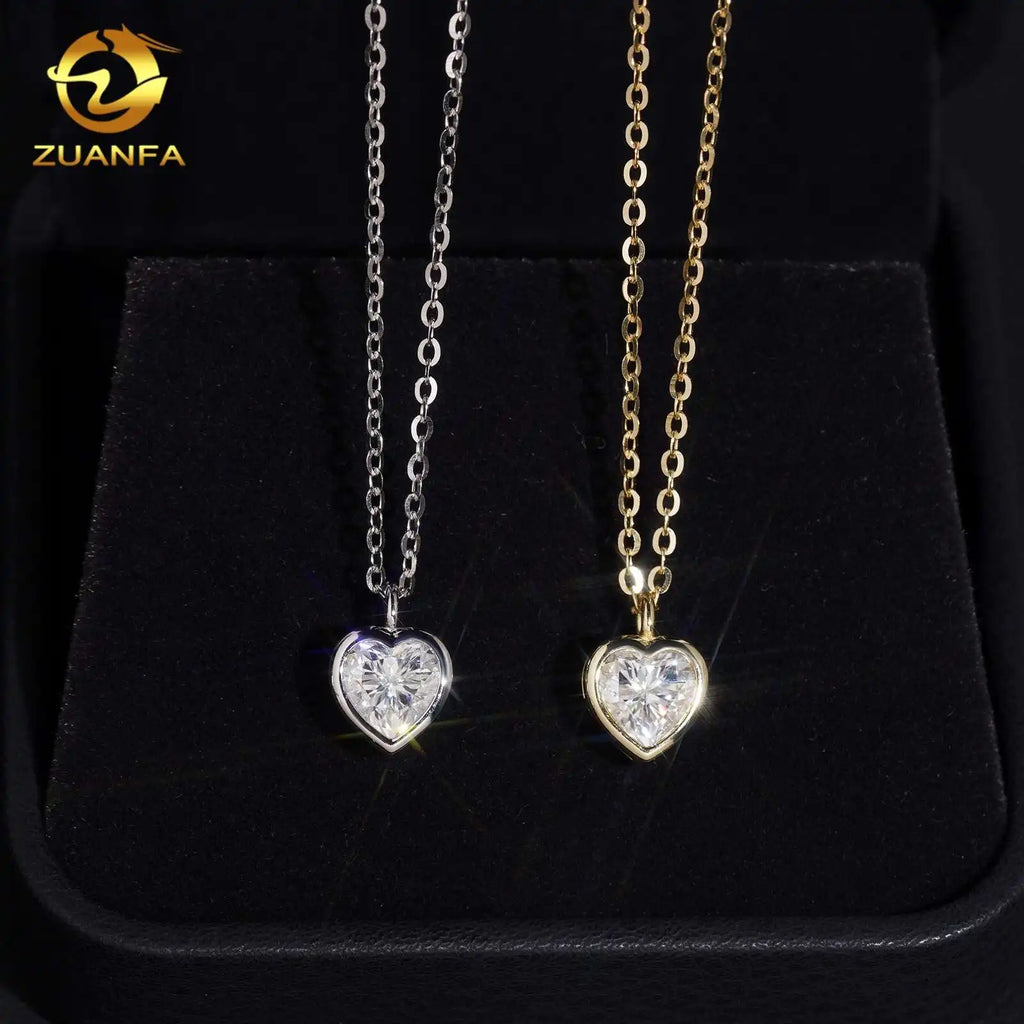 Women's Heart Shape Moissanite Pendant Necklace 925 Sterling Silver