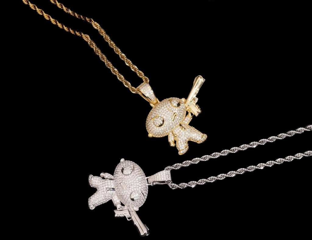 Unisex 925 Sterling Silver VVS Moissanite Hip Hop Gun Iced Out Pendant