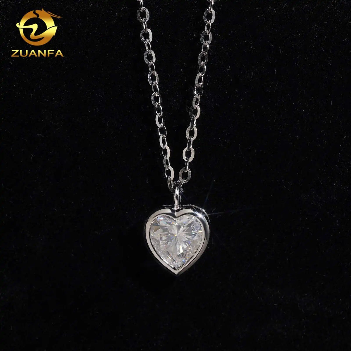 Women's Heart Shape Moissanite Pendant Necklace 925 Sterling Silver