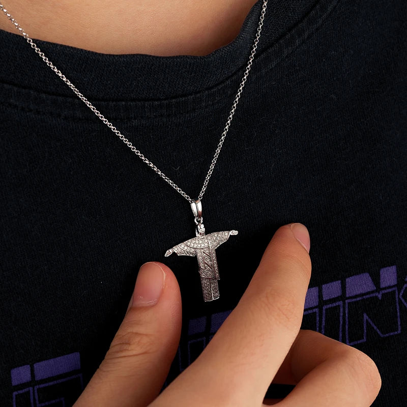 Unisex 925 Sterling Silver VVS Moissanite Iced Out Cross Pendant TQP0051