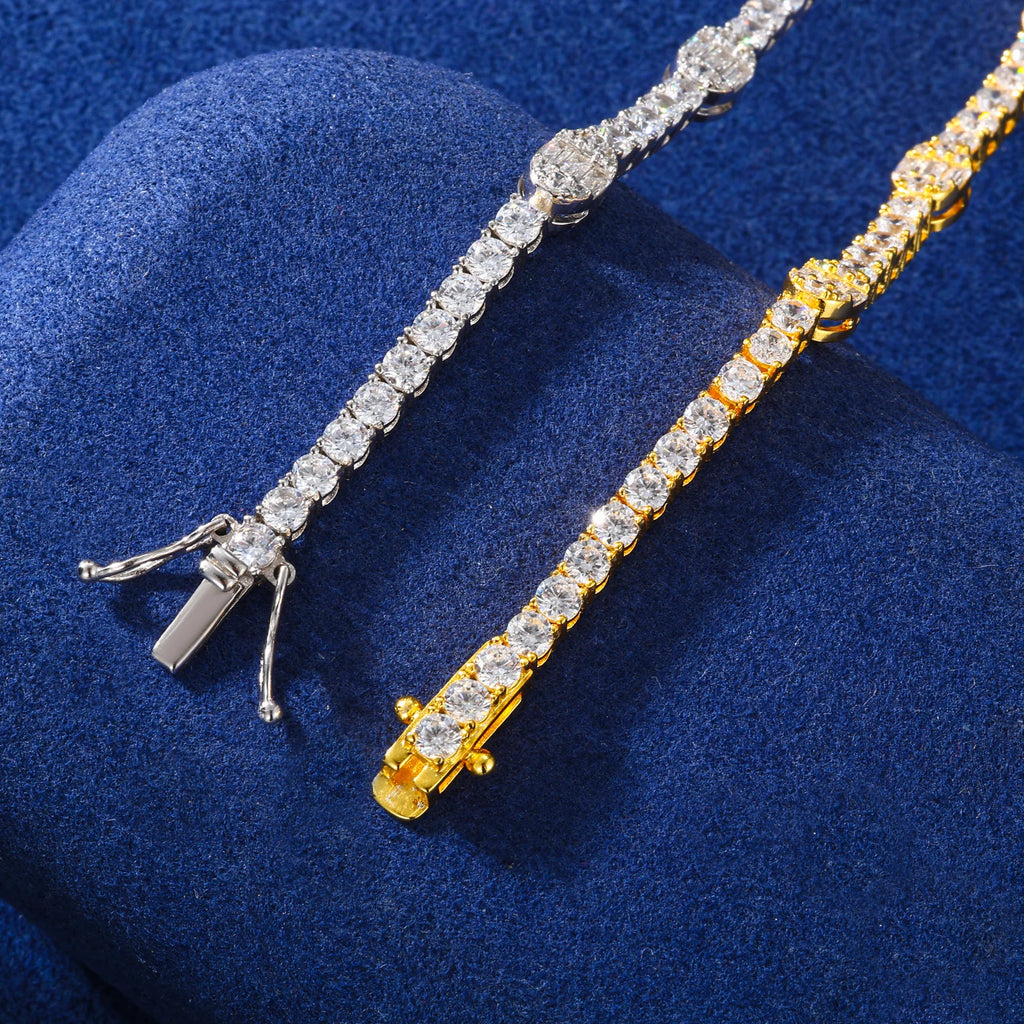 Unisex 3mm Oval Cut VVS Moissanite Tennis Bracelet 925 Sterling Silver