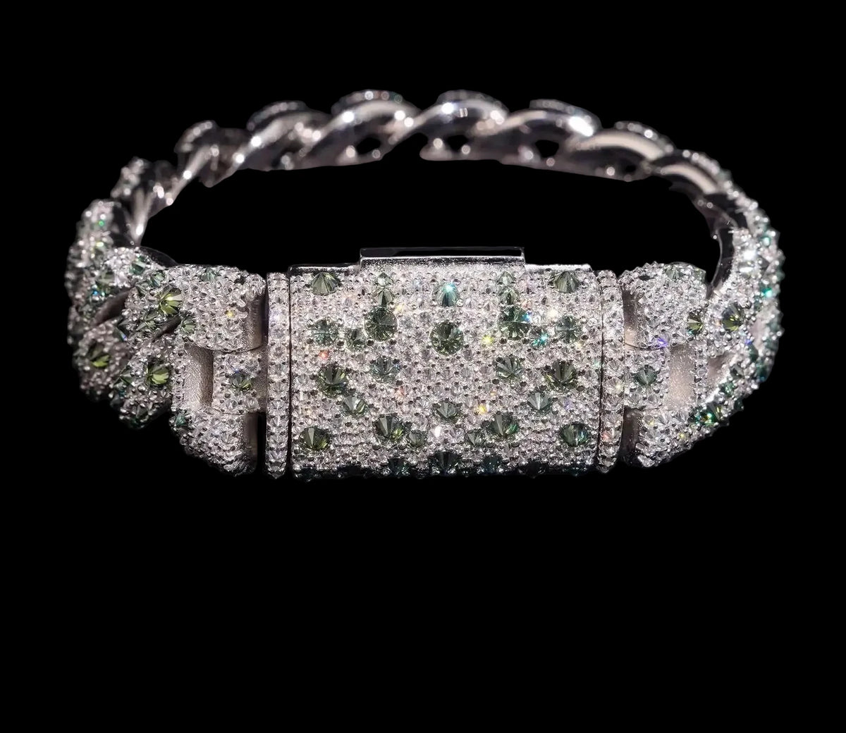 Unisex 18mm Round Brilliant Cut VVS Moissanite Cuban Link Chain Bracelet 925 Sterling Silver