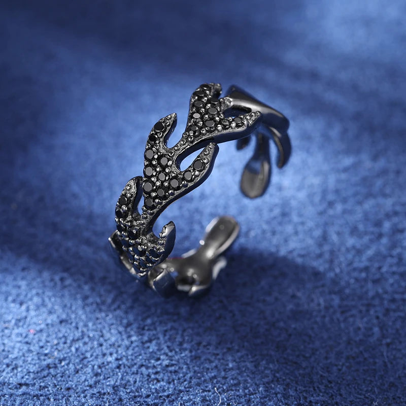 Unisex Iced Out 925 Sterling Silver VVS Moissanite Round Brilliant Cut Flame Ring