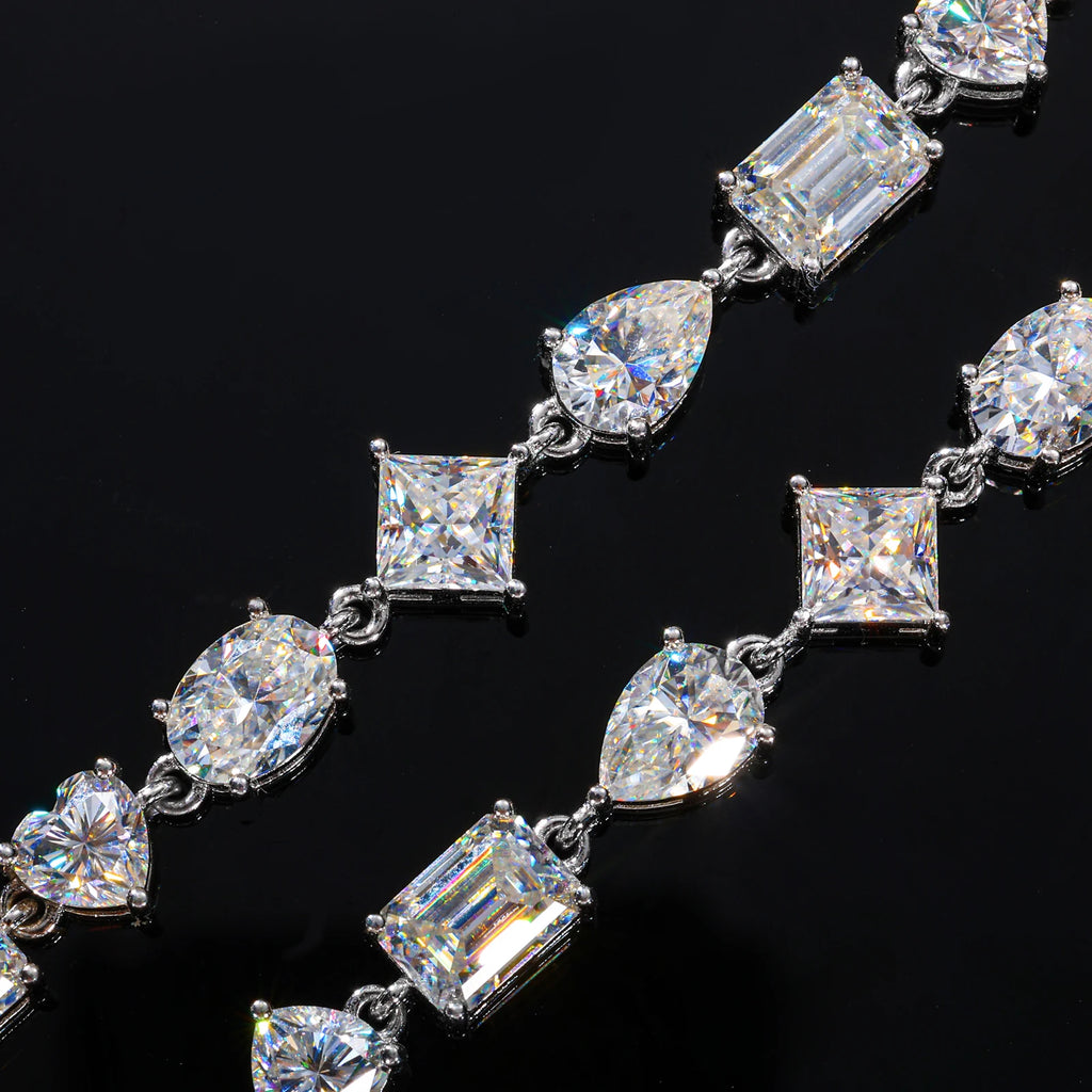 Unisex 8mm Heart Cut VVS Moissanite Tennis Bracelet 925 Sterling Silver