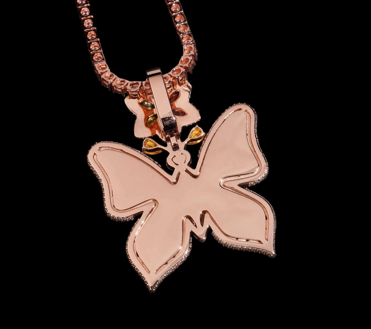 Unisex 925 Silver VVS Moissanite Butterfly Iced Out Pendant