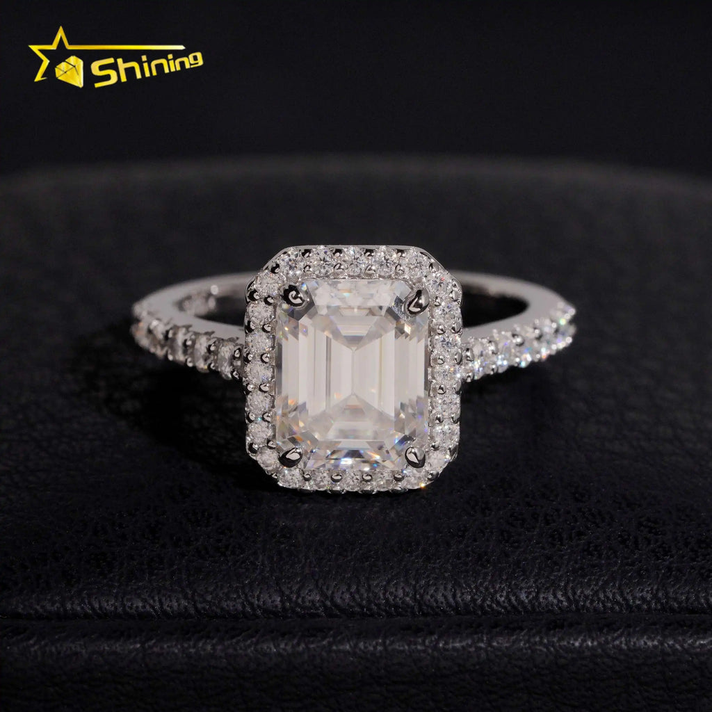 Women's Round Brilliant Cut Halo VVS Moissanite Engagement Ring 925 Sterling Silver