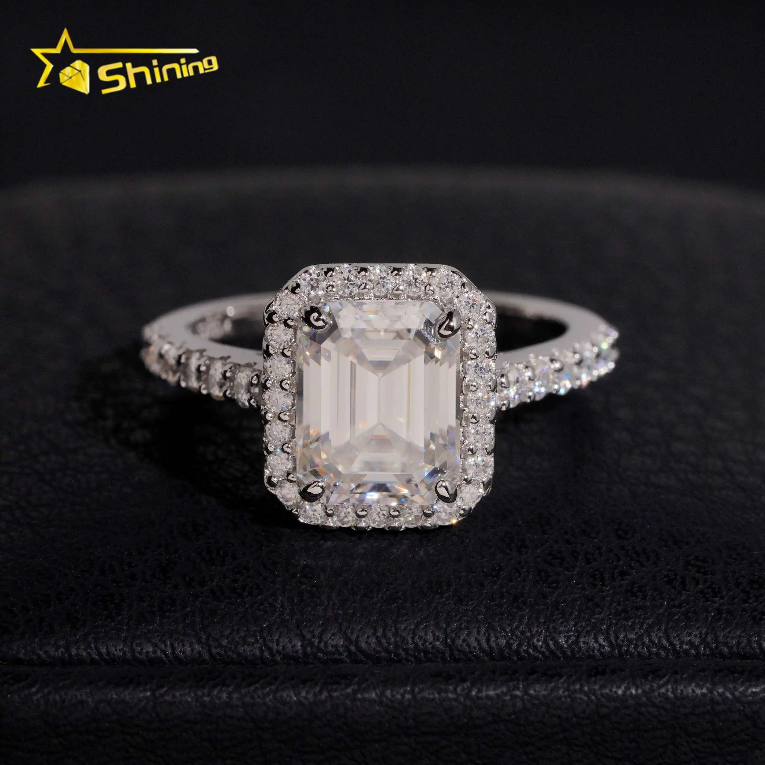 Women's Round Brilliant Cut Halo VVS Moissanite Engagement Ring 925 Sterling Silver