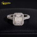 Women's Emerald Cut 3ct VVS Moissanite Halo Engagement Ring 925 Sterling Silver