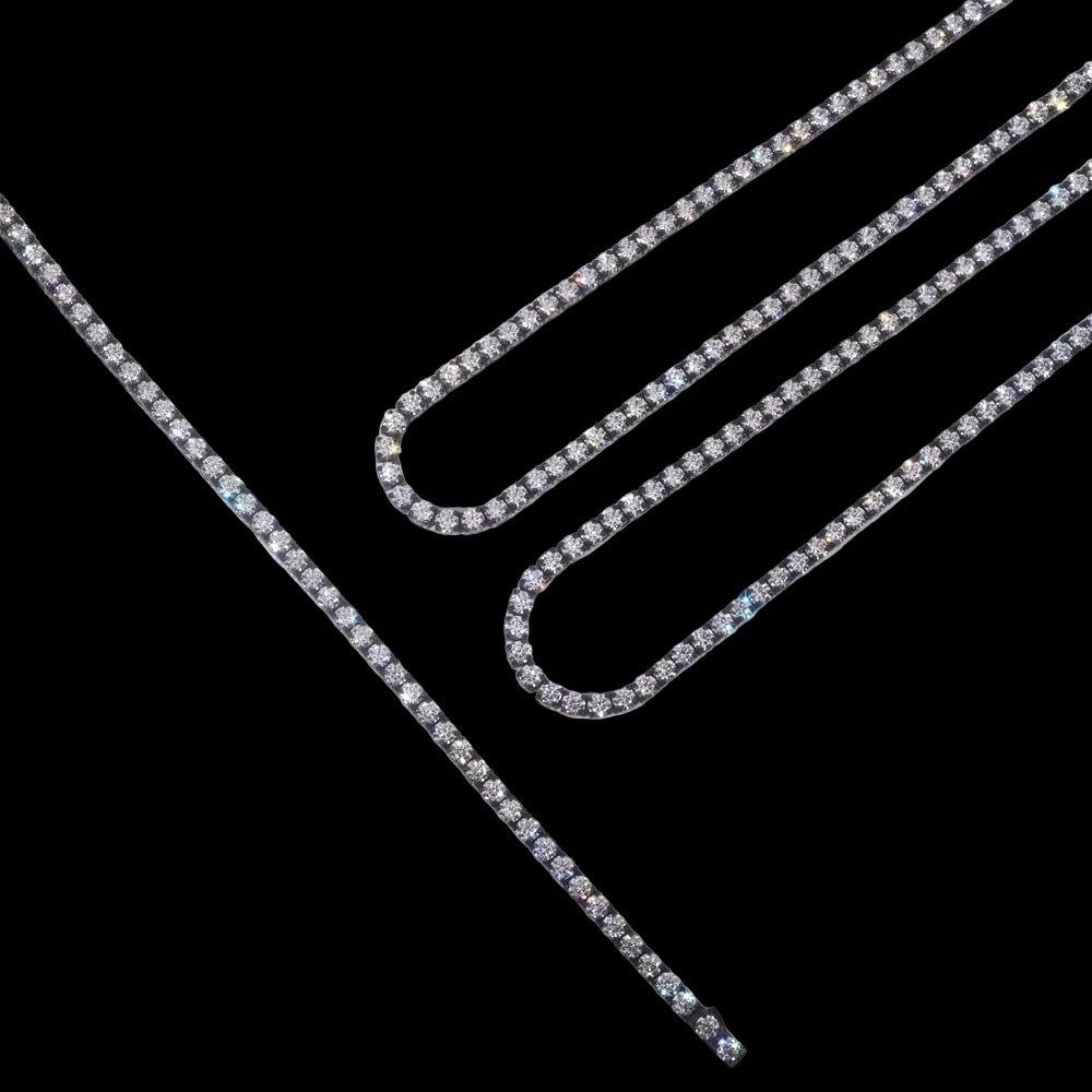 Unisex Iced Out 316L Stainless Steel Rhodium Plated VVS Moissanite Round Brilliant Cut Tennis Chain Necklace & Bracelet 5mm