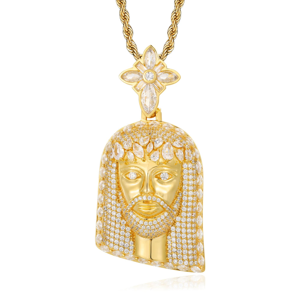 Unisex Iced Out Jesus Pendant 925 Sterling Silver VVS Moissanite TQP1109