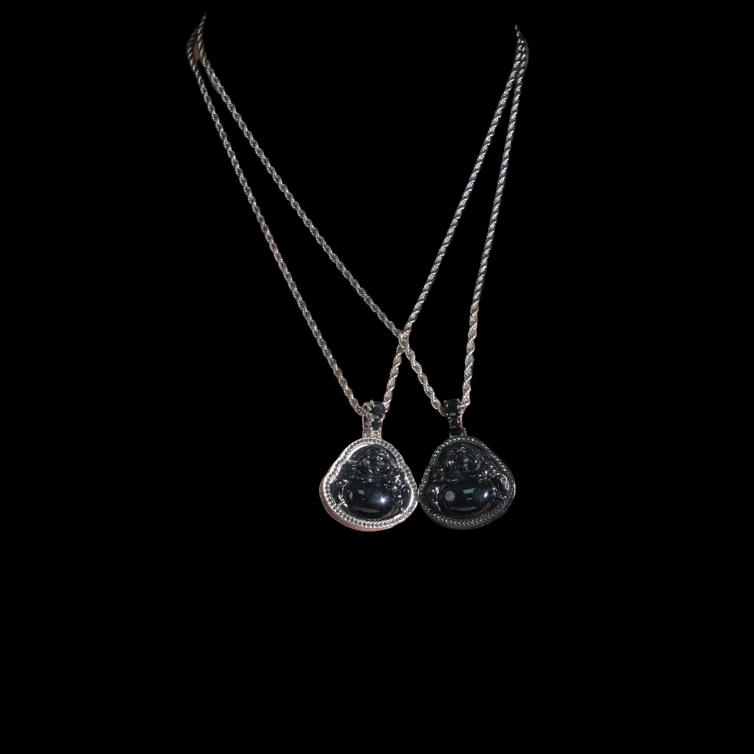 Unisex 925 Sterling Silver VVS Moissanite Jade Buddha Iced Out Pendant BP4573