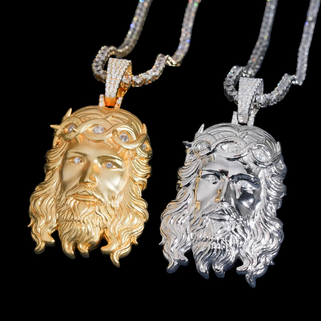 Unisex Iced Out Jesus Pendant 925 Sterling Silver VVS Moissanite zp0631